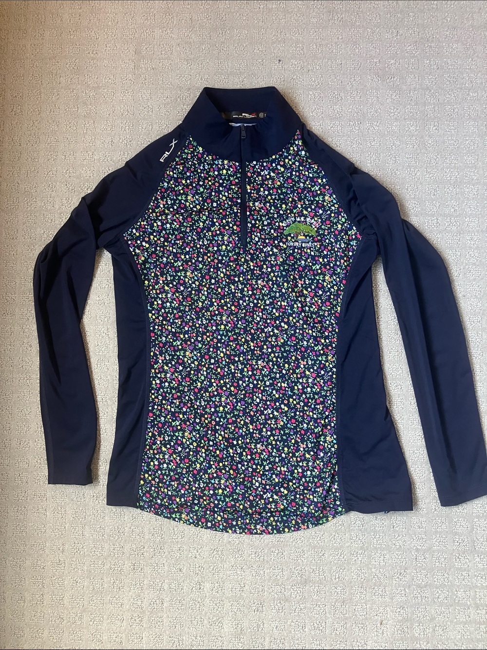 RLX Women's Navy Floral Long-Sleeve Quarter Zip - Torrey Pines